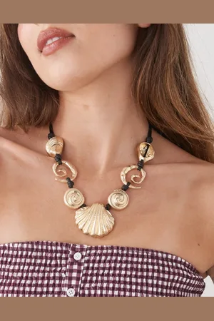 Reclaimed – Statement-Kordelkette mit goldenen Muscheln