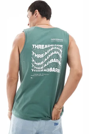 Threadbare – Trägershirt in dunklem Tannengrün mit Logoprint