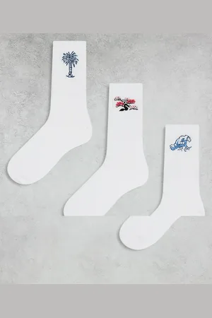 JACK & JONES – 3er-Pack Tennissocken mit Palmen-, Blüten- und Wellenmotiven