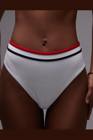 Tommy Hilfiger – Global – Mehrfarbige, knappe Bikinihose mit Struktur und Streifen