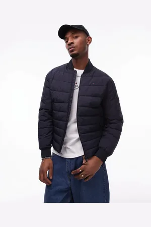 Tommy Hilfiger – Wattierte Bomberjacke in Marineblau mit lockerem Schnitt