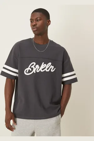 ASOS – Oversize-Oberteil in Anthrazit mit Waffelstruktur und Stadtnamen-Applikation