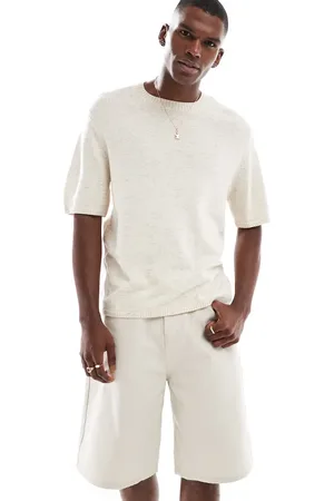 Hollister – Kurzärmliges Oberteil aus Strick in Beige