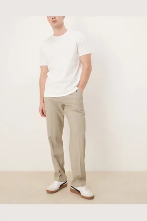 ASOS – Elegante Hose in meliertem hellem Steinbeige mit geradem Schnitt und seitlichen Verstellriemen