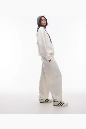 Topshop – Angeraute Jogginghose in Creme mit Bündchen