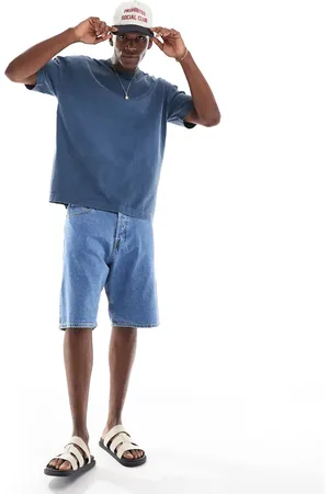JACK & JONES – Alex – Baggy Jeans-Shorts in mittelblauer Waschung