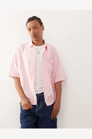 COLLUSION – Boxy Fit Skate-Hemd in Rosa mit Streifen