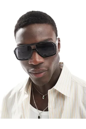 ASOS – Pilotensonnenbrille mit getönten Gläsern und Gestell in Schwarz und Kristall