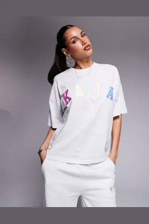 Kaiia – Oversize-T-Shirt in meliert mit Regenbogen-Logo, Kombiteil