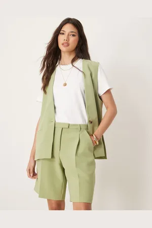 VILA – Elegante Longline-Shorts in Salbeigrün, Kombiteil
