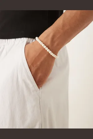 ASOS – Festival-Armband aus 6 mm dicken Glasperlen in Weiß