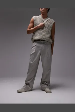 Topman – Hose in Steinbeige mit weitem Bein