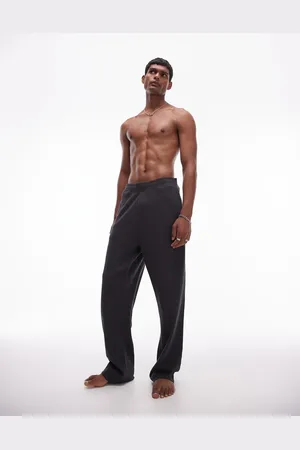 Topman – Lounge-Jogginghose in Anthrazit mit Waffelstruktur und geradem Schnitt