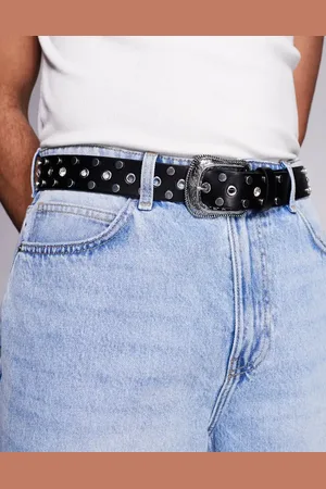 ASOS – Westerngürtel aus schwarzem Kunstleder mit Nieten