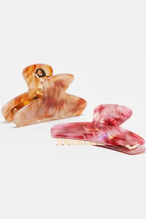 Accessorize – 2er-Pack mehrfarbige Haarspangen aus marmoriertem Kunstharz