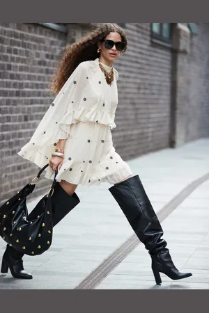 ASOS – Kiki – Hochwertige Overknee-Stiefel aus Leder in mit Absatz