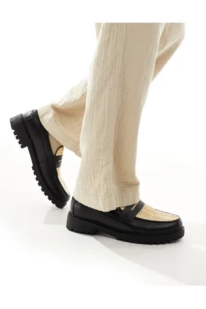 ASOS – Loafer in Schwarz mit Web-Detail in Natur