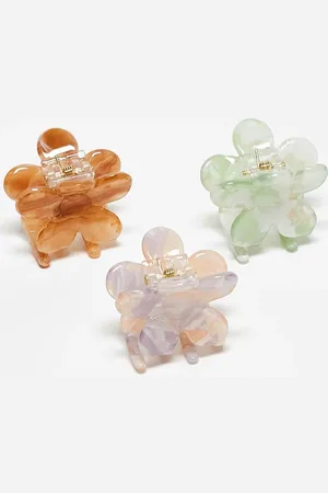 Accessorize – 3er-Pack Mini-Haarklammern mit Blumen-Design in verschiedenen Farben
