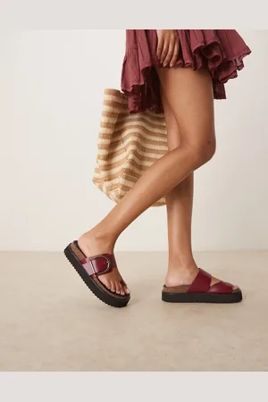 ASOS – Fresh – Mules in Burgunderrot mit Fußbett und dicker Sohle