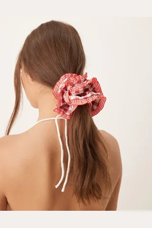 ASOS – Mehrlagiger Haargummi in mit Vichy-Karos und Rüschen