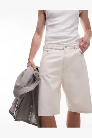 MANGO – Longline-Jeansshorts in Ecru