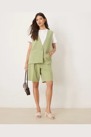 VILA – Elegante Longline-Weste in Salbeigrün, Kombiteil