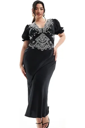 ASOS ASOS DESIGN Curve – Besticktes Midi-Freizeitkleid aus Satin in