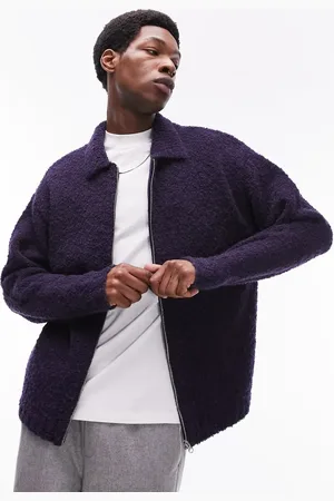 Topman – Strickjacke aus Bouclé in mit Reißverschluss
