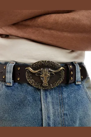 ASOS – Western-Gürtel in mit Nieten und Bullenkopf-Schnalle