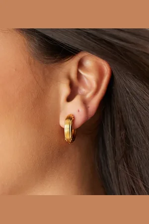 Accessorize – Z – Klobige vergoldete Creolen mit geriffeltem Design