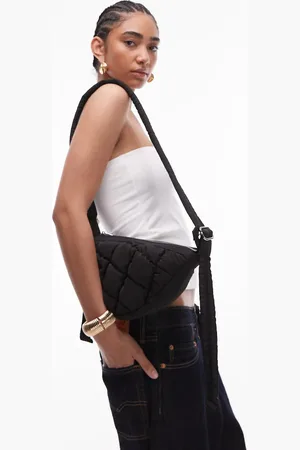 Topshop – Callie – U-förmige Nylon-Umhängetasche mit gestepptem Design in