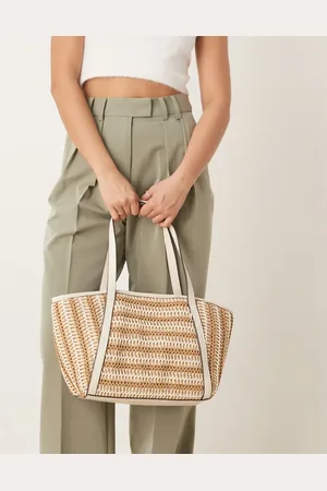 Accessorize – Schultertasche aus Webmustermix in neutralen Tönen