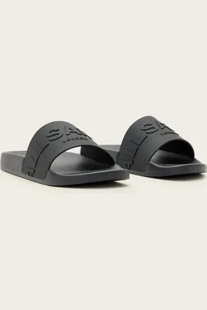 AllSaints – Biggy – Slider aus Gummi in mit farblich abgestimmtem Logo