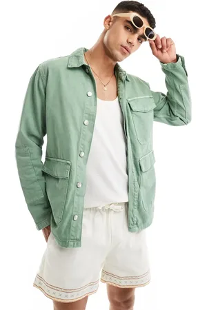 Only & Sons – Utility-Jeansjacke in Salbei