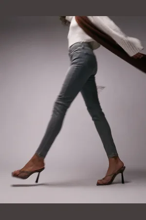 Topshop – Jamie – Jeans in Dirty-Grün