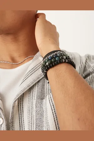 ASOS – 5er-Pack Armbänder in im Perlen-, Ketten- und Stoffdesign