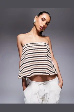 ASOS – Gestricktes, trägerloses Relaxed Fit Oberteil in mit Streifen und Trapez-Schnitt