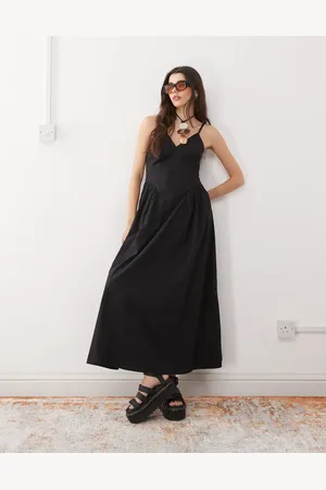 Reclaimed – Midi-Sommerkleid in mit Nahtdetail an der Hüfte