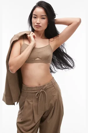 ASOS – Elegantes Bustier in Kamelbraun mit Nadelstreifen