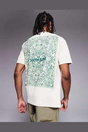 Sixth June – Cremeweißes T-Shirt mit Bandana-Print auf dem Rücken