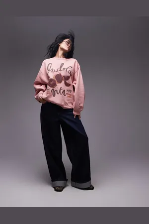 Topshop – Oversize-Sweatshirt in verwaschenem mit „la dolce vita“-Print