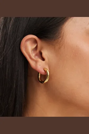 Accessorize – Vergoldete, breite Creolen aus Edelstahl in Gold