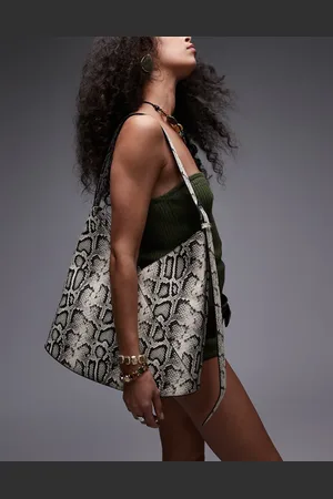 Topshop – Thea – Tragetasche mit V-Detail und Schlangenmuster