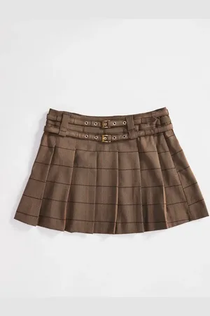 ASOS – Eleganter Mini-Faltenrock mit Karomuster und Gürteldetail