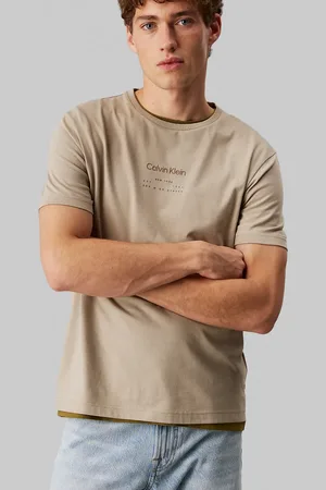 Calvin Klein – T-Shirt in Aluminium mit Logo