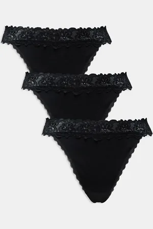 ASOS ASOS DESIGN Curve – Minnie – 3er-Pack Baumwoll-Tangas in mit Spitzenbund