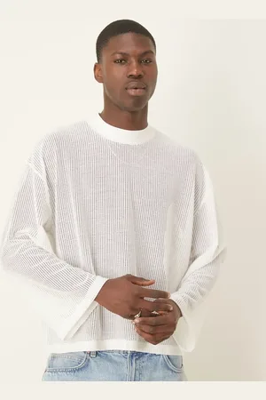 ASOS – Langärmliges Oversize-Shirt aus weißem Netzstoff mit überschnittenen Schultern