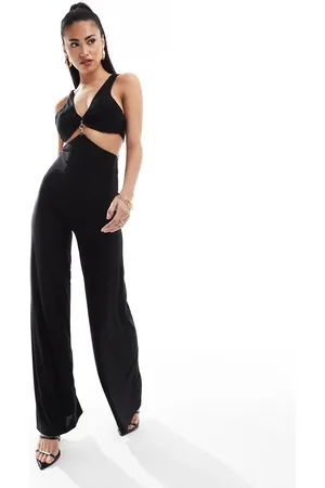 ASOS – Neckholder-Jumpsuit in mit überkreuzten Rückenträgern und Zierdetail
