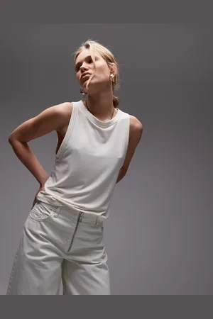 Topshop – Weiches, lockeres Tanktop in Elfenbeinweiß