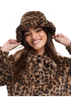 Pieces® – Anglerhut aus Kunstpelz mit Leopardenmuster